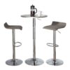 Ale - 3 Piece Bar Set -Bistro Round Contemporary Adjustable Oval Footrest Silver / Chrome / Gray - Image 2