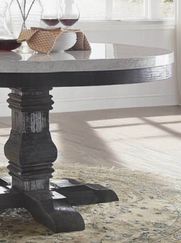 Nolan - Marble Top Salvage Round Dining Table - White - Image 5