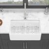 Double Bowl Sink Workstation 33" With Built In Work Surface And Accessories - White - Image 6