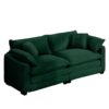 Modern Fabric Living Room Sofa With 4 Pillows Upholstered Large Deep Seating Loveseat Corduroy - Green - Image 4