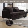 Mid Century Modern Chenille Fabric Loveseat Sofa With Brown Wood Feet, 2 Seat Upholstered Couch For Living Room Or Bedroom - Black - Image 6