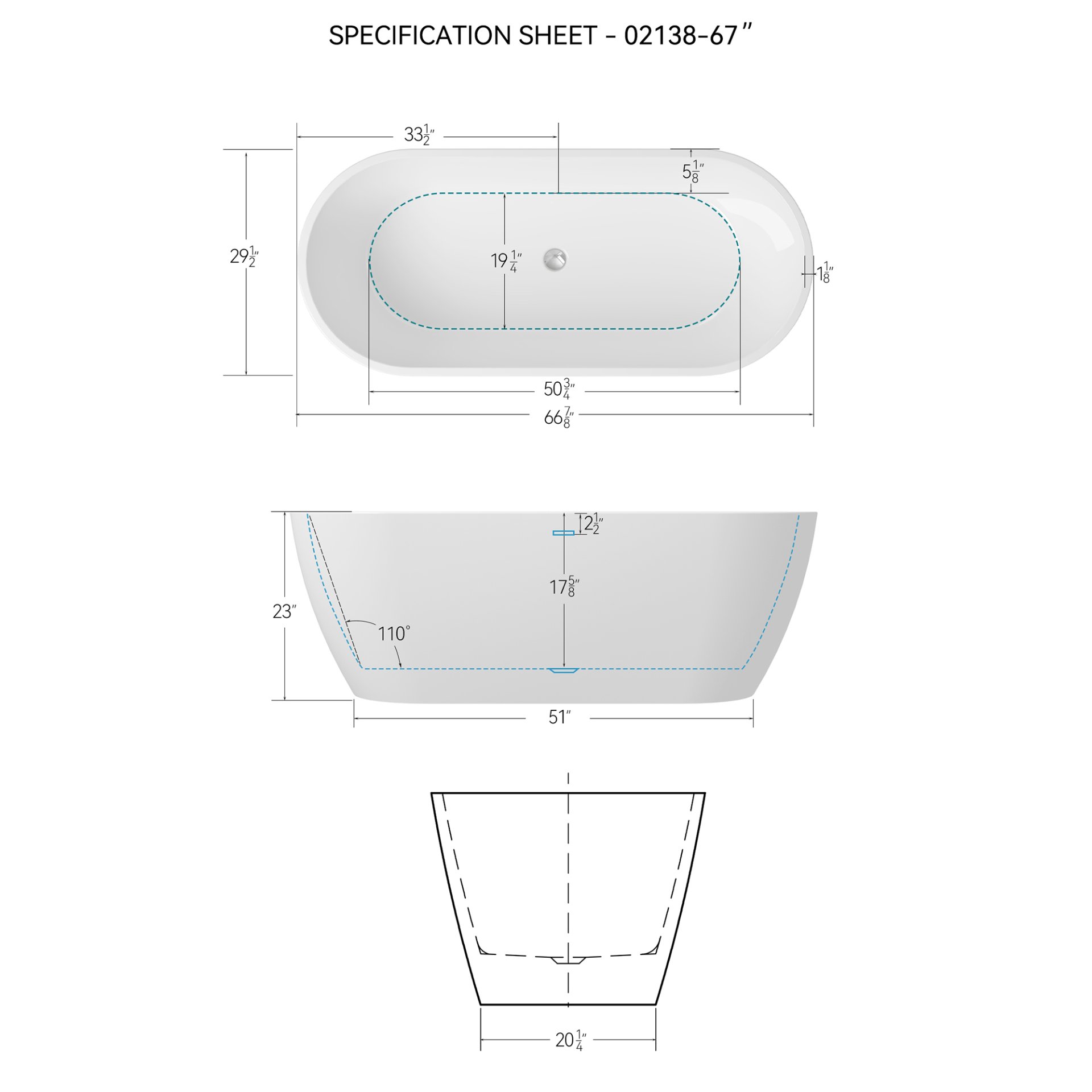 Acrylic Freestanding Soaking Bathtub With Classic Slotted Overflow And Toe-Tap Drain In Chrome, Cupc Certified.Easy To Install, 02138 - Glossy White - Image 3