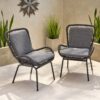 Outdoor Wicker Club Chair With Cushions (Set of 2) - Gray - Image 6