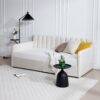 Flora - Twin Upholstered Daybed With 2 Drawers Ribbed Tufted Backrest in Lavish Modern Design - Ivory - Image 5