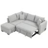 L-Shaped Sectional Pull Out Sofa Bed Sleeper Sofa With Two USB Ports, Two Power Sockets And A Movable Storage Ottoman - Gray - Image 18