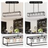 6 Light Farmhouse Chandelier, Modern Industrial Linear Rectangular Crystal Pendant Light Cage Chandelier For Dining Room, Kitchen Island, Bar, Long Table, G9*6 Bulbs Included - Matte Black - Image 8