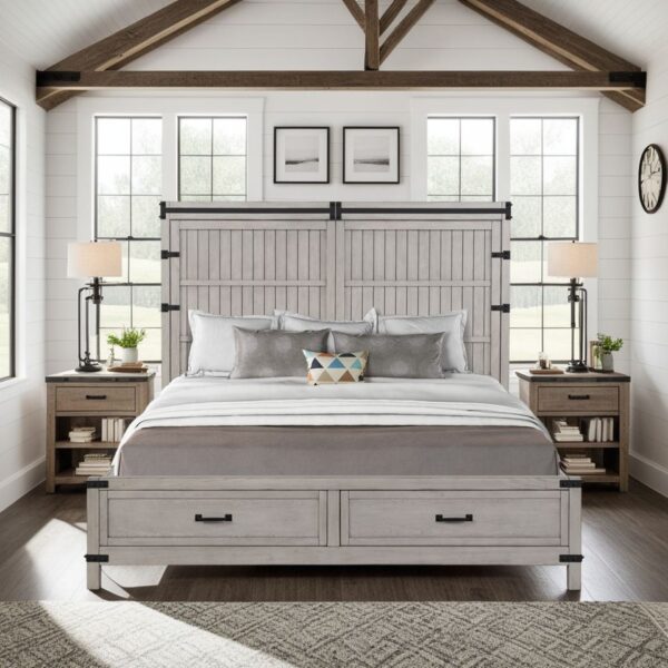 Alexandria - Queen Storage Bed - Mountain Mist