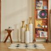 Floor Metal Vase Modern Style Decoration Home Metal Vase (Set of 3) Gorgeous Home Decoration Large Glazed Metal Vases - Gold / White - Image 2