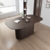 Modern Dining Table With Vertical Striped Legs And Elegant Table Top For 4 - 8 People - Brown - Image 2