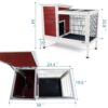 Two Tier Wooden Indoor / Outdoor Rabbit Cage For Small Animals With Runway And Leak-Proof Plastic Tray - Red - Image 3