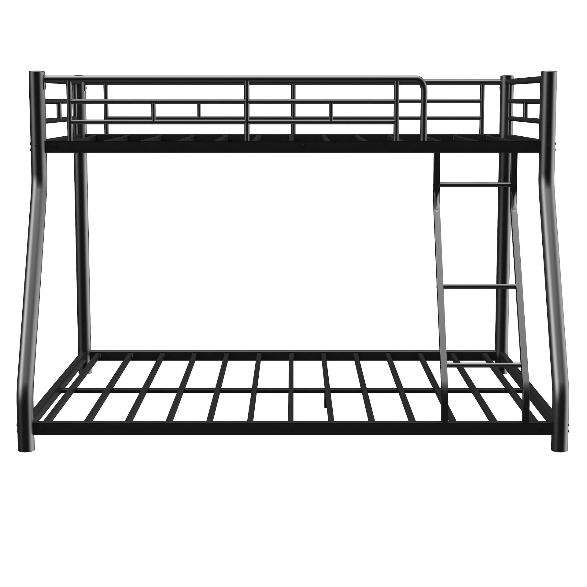 Twin Over Full Metal Bunk Bed Frame With Ladder And Guardrail, Heavy Duty Noise Free Design Metal Construction - Black - Image 12