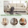 Modern Style Chenille 2 Seater Sofa With LED Light, USB Port, Storage Bag, Wood Legs - Beige - Image 7
