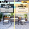 30 Piece Interlocking Deck Tiles Checker Pattern, Square Acacia Hardwood Outdoor Flooring For Patio, Bancony, Pool Side - Light Gray - Image 9