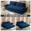Queen Pull Out Sofa Bed, 3 In 1 Convertible Sleeper Sofa, Multi Functional Velvet Loveseat Bed - Blue - Image 11