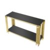 Modern Glass Console Table, 55" Gold Sofa Table With Sturdy Metal Frame And Black Tempered Glass Top, For Living Room Entryway Bedroom - Gold - Image 6