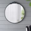 Classic Design Mirror With Round Shape And Baroque Inspired Frame For Bathroom, Entryway Console Lean Against Wall - Black - Image 2