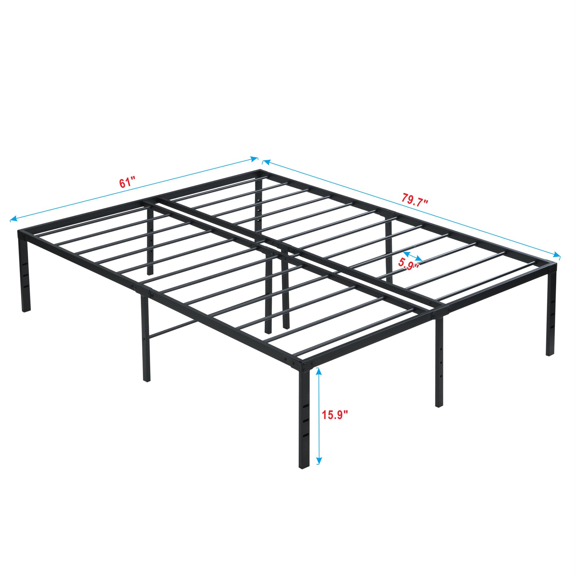 Queen Size Bed Frame With Quiet Support - Black - Image 10
