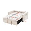 Modern Velvet Loveseat Futon Sofa Couch With Pullout Bedy Convertible Sleeper Sofa - Creamy White - Image 12