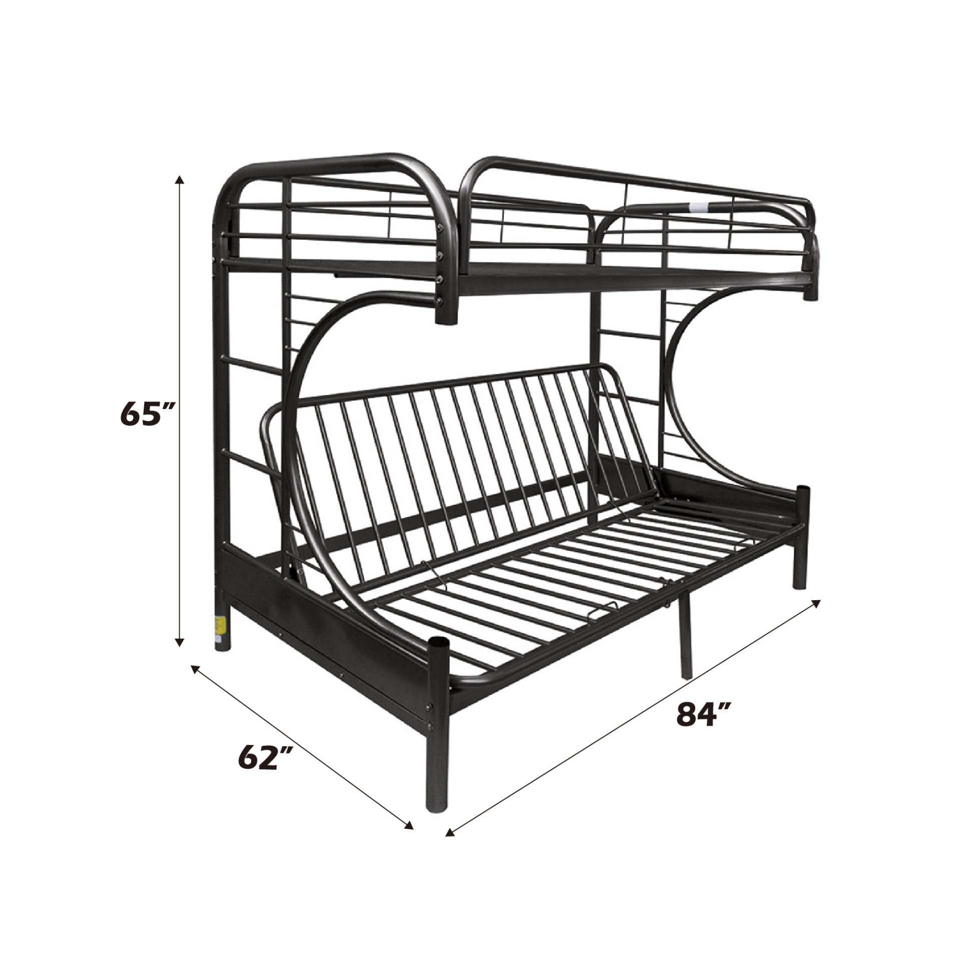 Eclipse - Twin Long Queen Futon Bunk Bed - Black - Image 5