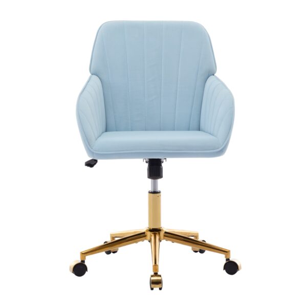 Adjustable Office Chair, Ergonomic Swivel Chair With Golden Base, Comfortable For Long Sitting - Baby Blue