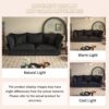 Modern Comfy Upholstered Sofa Cloud Couch, Deep Seat Couches With Multiple Large Soft Pillows, Convertible Deep Seat Chaise Longue For Living Room - Black - Image 17