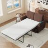 Pull Out Sofa Bed Loveseat Sleeper With Twin Size Memory Mattress With Two USB Ports For Living Room Spaces - Brown - Image 3