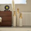 Floor Metal Vase Modern Style Decoration Home Metal Vase (Set of 3) Gorgeous Home Decoration Large Glazed Metal Vases - Gold / White - Image 4