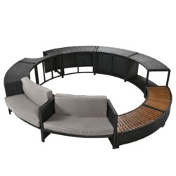 Spa Surround Spa Frame Patio Rattan Sofa Set With Storage Spaces, Mini Sofa And Comfortable Cushion For Patio, Backyard - Gray