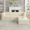 Modern Minimalist L Shape Modular Sectional Sofa Compressed Corduroy Couch - Beige - Image 6