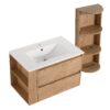 Modern Wall Mounted Bathroom Vanity With Sink And Storage Rack 2 Soft Close Drawers Plywood 30" - Imitative Oak - Image 15