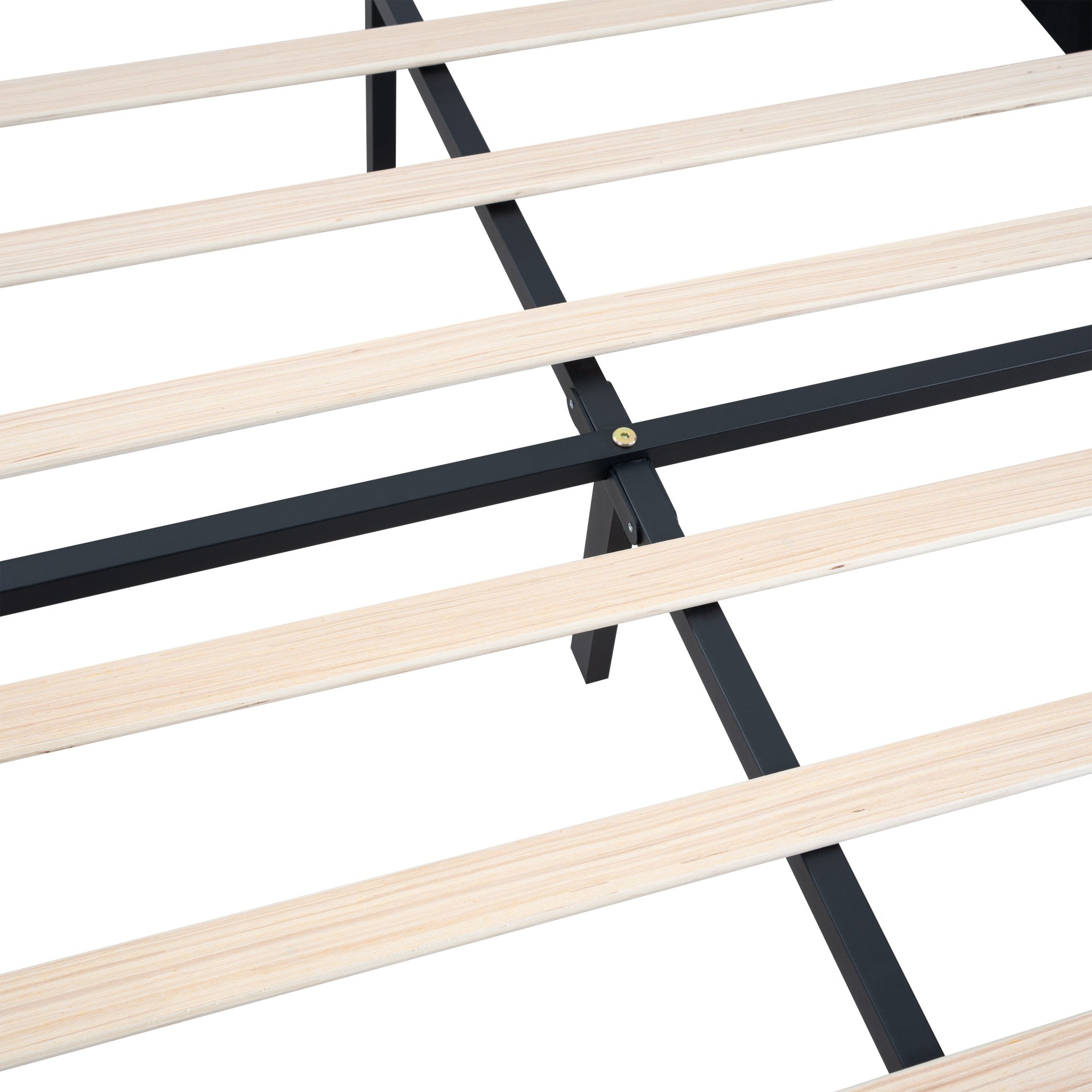 Queen Size Upholstered Platform Bed Frame With Button Tufted Linen Fabric Headboard - Dark Gray - Image 13