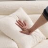 Ly 029B Convertible Chaise Sectional Sofa Full Compression Sponge Modular Couch Cloud 3 Seater Wood Grain Chenille 2 Pillows - Antique White - Image 11