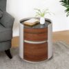 Italian Retro Double Storage Round Side Table - Gray Brown - Image 4