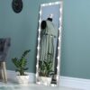 Hollywood - Full Length Mirror With Lights Full Body Vanity Mirror With 3 Color Modes Lighted Standing Floor Mirror For Dressing Room Bedroom Wall Mounted Touch Control - Silver - Image 7