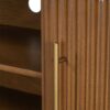 TV Stand With Vertical Slatted Doors And Sliding Panels, Solid Wood Legs - Brown - Image 14