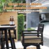 Outdoor Swivel Bar Chairs, 360 Degree Rotation With Ergonomic Backrest (Set of 2) - Ember Black / Linen Sesame - Image 5