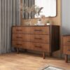 Logan - Mid-Century Modern Dresser With 6 Drawers - Brown - Image 10