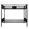 Full Over Full Bunk Bed Modern Style Steel Frame Bunk Bed With Safety Rail, Built-In Ladder For Bedroom - Brown - Image 3