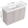 Modern 48" Freestanding Bathroom Vanity With White Resin Sink & Soft Close Cabinet Doors - Khaki - Image 3