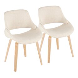 Fabrico - Mid-Century Modern Dining Chair (Set of 2) - Cream / Natural