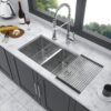 Double Bowl Undermount Kitchen Sink 16 Gauge With 2 10" Deep Basins - White - Image 4