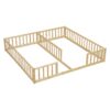 Double Twin Floor Bed With Fence, Guardrails, Without Door - Natural - Image 14