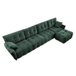 Modular 4 Seater Sofa With Ottoman, Configurable Frame In Premium, High Resilience Cushions - Green