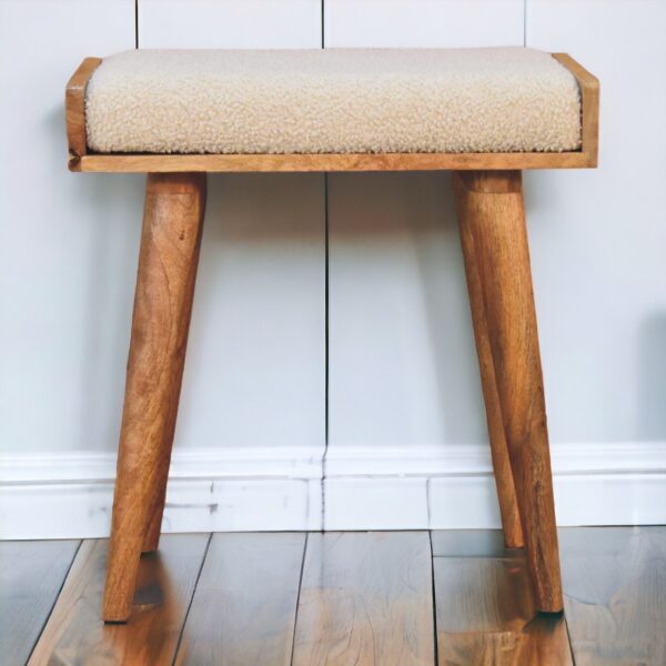 Boucle Tray Style Footstool - Cream