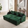 Modern Style 3 Seater Sofa Sectional Sofa Couch With Storage Space, Two Movable Ottomans, Two USB Ports, Two Cup Holders, A Phone Holder For Living Room - Green - Image 16