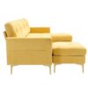 Modern Velvet L - Shape Convertible Sectional Sofa With Movable Ottoman - Yellow - Image 17