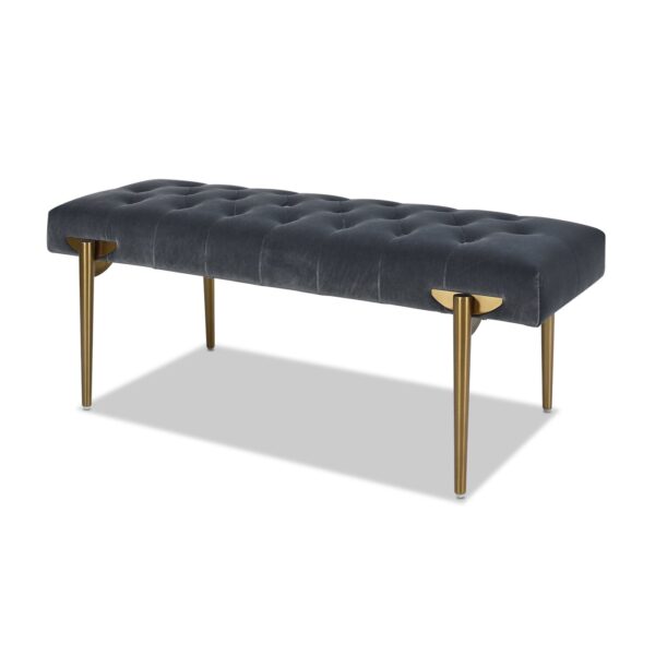Aria - Upholstered Gold Accent Bench - Gray