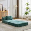 Convertible Floor Sofa Bed With Fixed Shape Frame For Living Room - Dark Green - Image 4