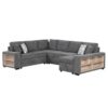 U-Shaped Sectional Sofa Pull-Out Sofa Bed With Two USB Ports, A Storage Chaise Lounge And Four Back Pillows For Living Room - Gray - Image 14