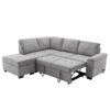Sleeper Sectional Sofa, L-Shape Corner Couch Sofa - Bed With Storage Ottoman & Hidden Arm Storage & USB Charge For Living Room Apartment - Gray - Image 10